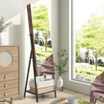 Maisonchic - Armoire à Bijoux sur Pied avec Miroir Pleine Longueur hd Lumières led 3 Couleurs et Miroir Intérieur Verrouillable Marron Maison Chic