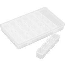 Armoire à bijoux,Boîte de Rangement Compartiments, Diamant Broderie Box en Plastique Transparent avec 28 Petites Grilles - Organiseur pour Bijoux &