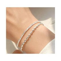 Armoire à bijoux,Bracelet gypsophile en argent sterling s925, double couche, grain de riz, simple, scintillant, pour femmes Rapanda