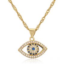 Armoire à bijoux,Collier pendentif oeil du diable, avec zircon cubique bleu, pour femmes et filles Rapanda