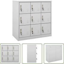 Devenirriche - The Living Store Armoire à casiers Gris clair 90x45x92,5 cm Acier - Armoire Métallique - Rangement Scolaire - Mobilier De Bureau