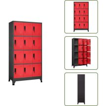 Vidaxl - Armoire à casiers Anthracite et rouge 90x45x180 cm Acier - Meuble De Rangement - Armoire à Casiers - Armoire Métallique - Rangement Scolaire