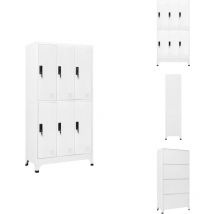 Armoire à casiers Blanc 90x45x180 cm Acier - Armoire à Casiers - Meuble De Rangement - Armoire Métallique - Armoire Blanche - Rangement Scolaire