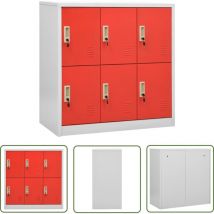 Ybyric - The Living Store Armoire à casiers Gris clair et rouge 90x45x92,5 cm Acier - Meuble De Rangement - Armoire à Casiers - Rangement Scolaire