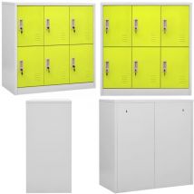 Armoire à casiers Gris clair et vert 90x45x92,5 cm Acier - Meuble De Rangement - Armoire à Casiers - Rangement Scolaire - Organisation - Meuble Métal