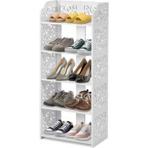 Keepbuying - Armoire à Chaussures à 5 Niveaux,Meuble à Chaussures Étagère de Rangement Pratique,23x40x90cm,Blanc