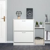 Meerveil - Mondeer Meuble à chaussures 2 portes en Panneaux de Particules de Bois E1 Revêtement blanc
