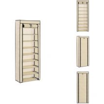Armoire à chaussures avec housse Crème 57x29x162 cm Tissu - Armoire À Chaussures - Rangement Chaussures - Étagère Chaussures - Meuble Chaussure