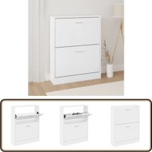 Armoire à chaussures Blanc 59x17x81 cm Bois d'ingénierie - Meuble Chaussure - Rangements Chaussures - Armoire à Chaussures - Rangement Intérieur