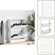Armoire à chaussures Blanc 59x17x81 cm Bois d'ingénierie - Meuble Chaussure - Rangements Chaussures - Armoire à Chaussures - Rangement Intérieur