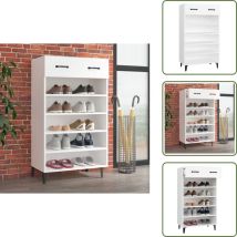 Armoire à chaussures Blanc 60x35x105 cm Bois d'ingénierie - Meuble Chaussure - Armoire Chaussure - Rangements Chaussures - Rangement Intérieur