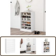 Armoire à chaussures Blanc 60x35x92 cm Bois d'ingénierie - Meuble Rangement Chaussures - Armoire Chaussure Blanc - Organisateur Chaussures