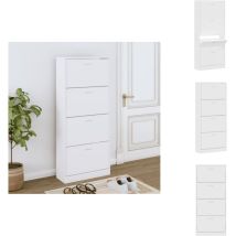 Armoire à chaussures Blanc 63x24x147 cm Bois d'ingénierie - Meuble Range Chaussure - Armoire Chaussure - Rangement Chaussures - Placard Chaussures