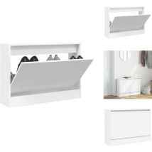 Armoire à chaussures blanc 80x21x57 cm bois d'ingénierie - Meuble Rangement Chaussure - Armoire Chaussure - Meuble Entrée - Rangement Petit Espace