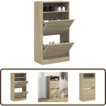 Armoire à chaussures chêne sonoma 60x34x116cm Bois d'ingénierie - Meuble Chaussure - Range Chaussures - Armoire Chaussure - Rangement Intérieur