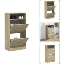 Armoire à chaussures chêne sonoma 60x34x116cm Bois d'ingénierie - Meuble Chaussure - Range Chaussures - Armoire Chaussure - Rangement Intérieur