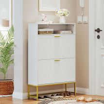 Yoleo - Armoire à chaussures Inclinable en Motif losange,Meuble à Chaussures avec 2 Rangements Chaussure,Grande capacité pour
