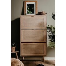 Zenzero Shop - Scarpiera Kara con 3 cassetti in finitura Quercia e Rafia