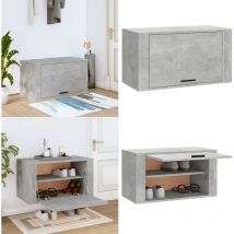 Armoire à chaussures murale Gris béton 70x35x38 cm - Armoire à Chaussures Murale - Rangement Chaussures - Meuble Chaussure - Étagère Chaussures
