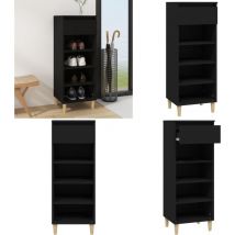 Armoire à chaussures Noir 40x36x105 cm Bois d'ingénierie - Armoire à Chaussures - Meuble Chaussure - Rangement Chaussures - Rangement Intérieur