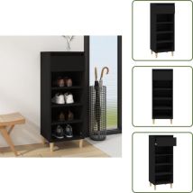 Armoire à chaussures Noir 40x36x105 cm Bois d'ingénierie - Armoire à Chaussures - Meuble Chaussure - Rangement Chaussures - Rangement Intérieur