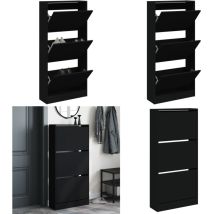 Armoire à chaussures noir 60x21x125,5 cm bois d'ingénierie - Meuble Chaussure - Rangements Chaussures - Armoire Chaussures - Rangement Intérieur