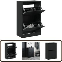 Armoire à chaussures noir 60x34x96,5 cm bois d'ingénierie - Meuble Chaussure - Rangements Chaussures - Armoire Chaussures - Rangement Intérieur
