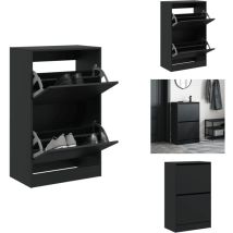 Armoire à chaussures noir 60x34x96,5 cm bois d'ingénierie - Meuble Chaussure - Rangements Chaussures - Armoire Chaussures - Rangement Intérieur