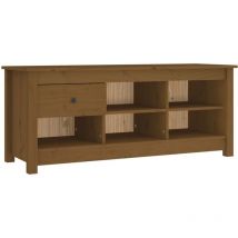 Armoire à chaussures range chaussures rangement meuble entrée couloir salon 110 x 38 x 45,5 cm bois pin massif brun