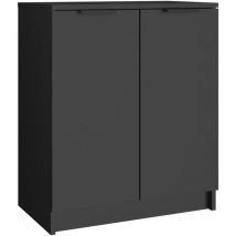 Helloshop26 - Armoire à chaussures range chaussures rangement meuble entrée couloir salon 59 x 35 x 70 cm bois d'ingénierie noir