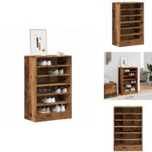 Armoire à chaussures vieux bois 60x35x92 cm bois d'ingénierie - Armoire À Chaussures - Armoires À Chaussures - Armoire De Rangement De Chaussures