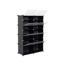Armoire à Chaussures,7 niveaux Armoire modulable, Étagère de Rangement à Chaussures en Plastique, 7232122cm - Noir