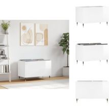 Armoire à disques blanc brillant 74,5x38x48cm bois d'ingénierie - Meuble à Disques - Armoire à Vinyle - Rangement Disque Vinyle - Étagère Musique