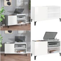 Vidaxl - Armoire à disques blanc brillant 84,5x38x48cm bois d'ingénierie - Meuble à Disques - Armoire à Disques - Rangement Disque Vinyle - Étagère