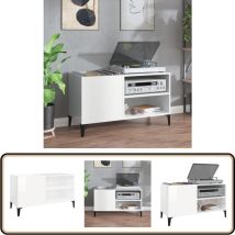 Armoire à disques blanc brillant 84,5x38x48cm bois d'ingénierie - Meuble à Disques - Armoire à Disques - Rangement Disque Vinyle - Étagère Musique