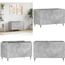 Vidaxl - Armoire à disques gris béton 74,5x38x48 cm bois d'ingénierie - Meuble à Disques - Armoire à Vinyle - Rangement Disque Vinyle - Étagère