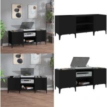 Armoire à disques noir 121x38x48 cm bois d'ingénierie - Meuble Vinyle - Étagère Disque - Rangement Musique - Bibliothèque Audiophile - Meuble Tourn