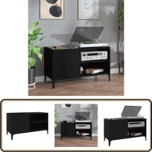 Armoire à disques noir 84,5x38x48 cm bois d'ingénierie - Meuble à Disques - Armoire à Disques - Rangement Vinyle - Étagère Disque - Support