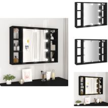Armoire à miroir avec LED noir 76x15x55 cm - Armoire À Miroir - Meuble De Rangement - Armoire LED - Éclairage LED - Miroir Cosmétique