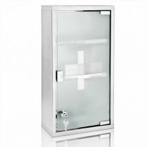 Armoire à pharmacie murale 2-3 étagères acier inoxydable verrouillable verre de sécurité rangement médicaments 3 compartiments - Deuba