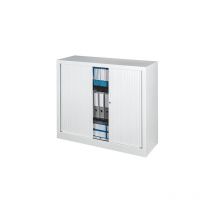 Armoire basse à rideaux monobloc 100 x 120 cm blanche