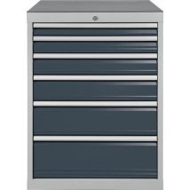 Armoire à tiroirs H1019xL705xP736mm gris clair/gris anthracite 6 tiroirs.