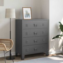Torana - Armoire à tiroirs industrielle Anthracite 78x40x93 cm Métal