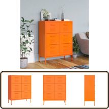 Vidaxl - Armoire à tiroirs Orange 80x35x101,5 cm Acier - Meuble De Rangement - Armoire à Tiroir - Meuble En Acier - Rangement Salle De Séjour