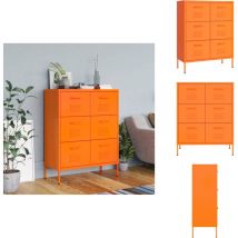 Armoire à tiroirs Orange 80x35x101,5 cm Acier - Meuble De Rangement - Armoire à Tiroir - Meuble En Acier - Rangement Salle De Séjour - Organisation