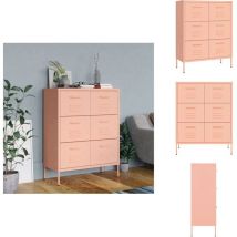 Armoire à tiroirs Rose 80x35x101,5 cm Acier - Meuble De Rangement - Armoire à Tiroir - Armoire Rose - Meuble Acier - Organisation