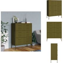 Armoire à tiroirs Vert olive 80x35x101,5 cm Acier - Meuble De Rangement - Armoire à Tiroir - Armoire Métallique - Meuble Vert - Organisation