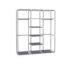 Armoire à vêtements portative de 69 po en tissu non tissé garde-robe à double tringle organisateur de rangement gris