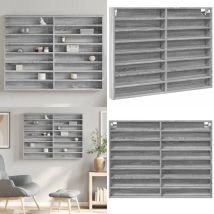 Armoire à vitrine sonoma gris 100x8,5x75 cm bois d'ingénierie - Meuble Mural - Étagère Murale - Bibliothèque Murale - Armoire Vitrée - Armoire