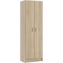 Pegane - Armoire avec 2 portes coloris Chêne canadian - Dim : 180 x 58,5 x 37 cm